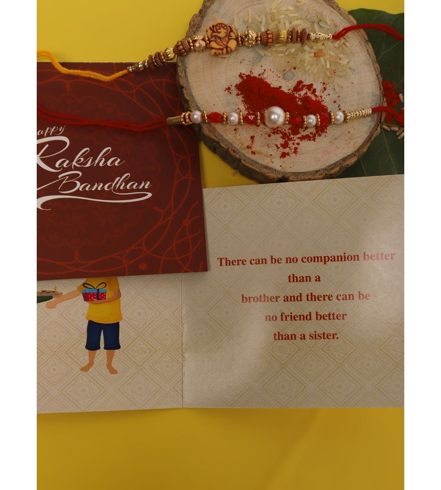 YouBella 2 Rakhi and 2 Greeting Card Combo for Brother, Rakhi Gift for Brother/bhaiyya/bhai (Style 1)